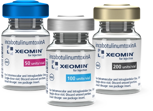 50 unit, 100 unit, and 200 unit vials of XEOMIN